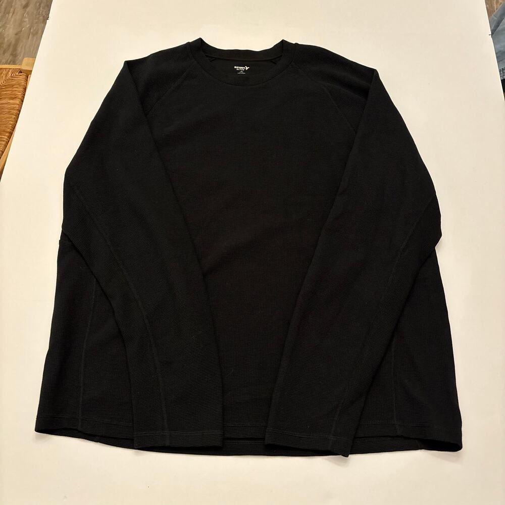 Old Navy Active Mens XL Black Go-Dry Waffle Knit Long Sleeve Thermal Shirt